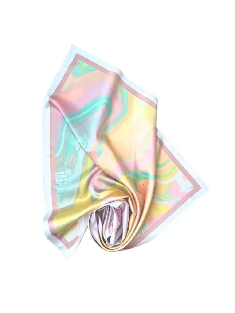Yellow Sunset Marble Swirl Square Scarf 48x48cm | Custom Design Bandana NWOT